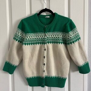 Green Fair Isle Cardigan Sweater